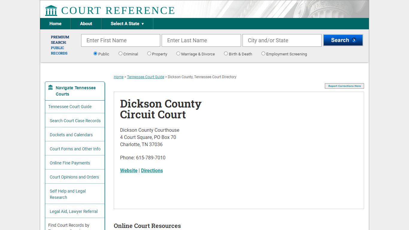 Dickson County Circuit Court - CourtReference.com