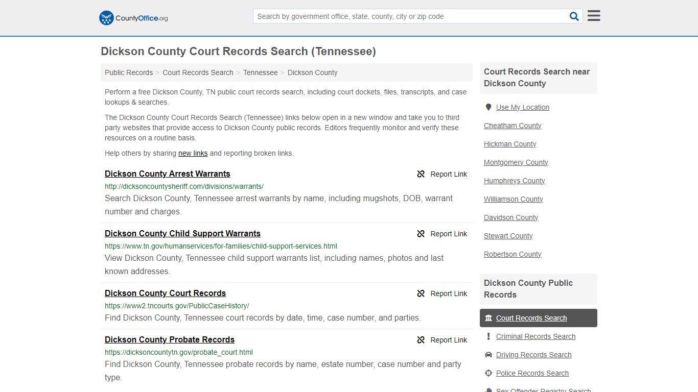 Dickson County Court Records Search (Tennessee) - County Office