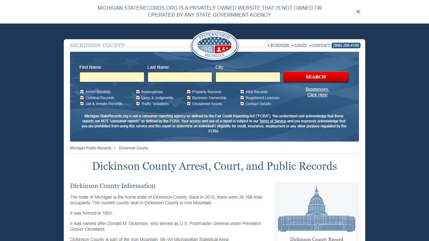 Dickinson County Arrest, Court, and Public Records